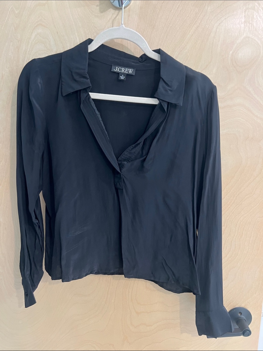 J. Crew Black Viscose Button-Front Blouse